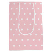 Elegant Blush Pink White Polka Dots Sjabloon Medium Cadeauzakje (Achterkant)