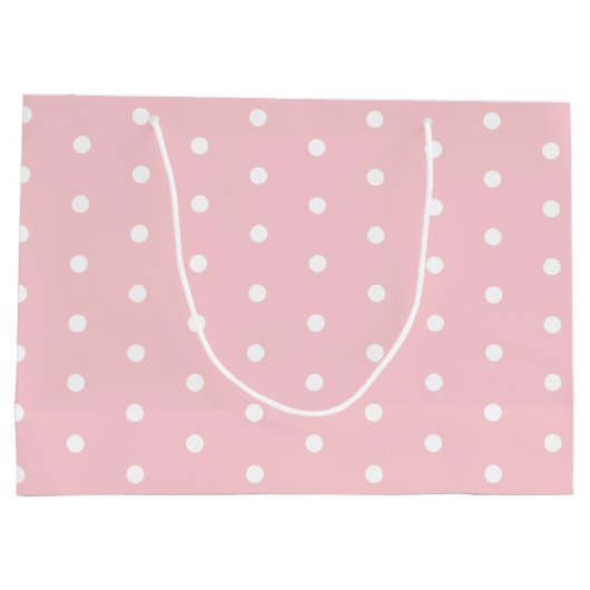 Elegant Blush Pink White Polka Gedotteerde Sjabloo Groot Cadeauzakje (Achterkant)