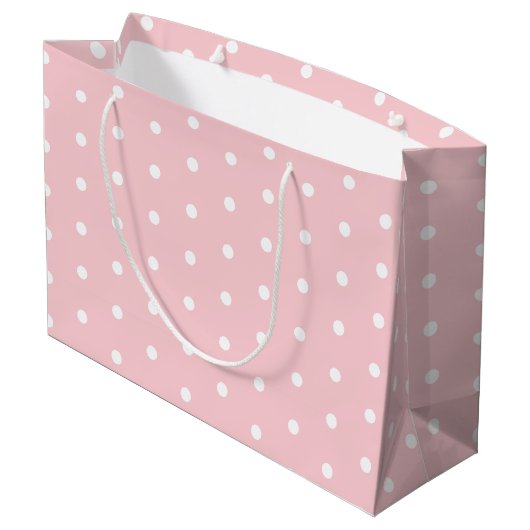 Elegant Blush Pink White Polka Gedotteerde Sjabloo Groot Cadeauzakje (Achterkant Gekanteld)