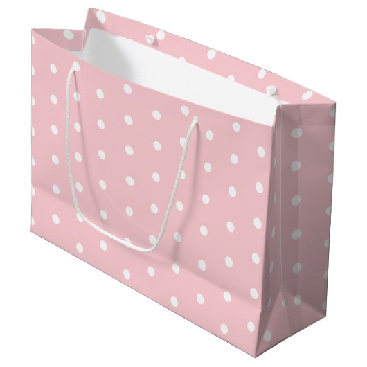 Elegant Blush Pink White Polka Gedotteerde Sjabloo Groot Cadeauzakje (Voorkant Gekanteld)