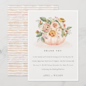 Elegant Blush Pink White Pumpkin Floral Wedding Bedankkaart (Voorkant / Achterkant)