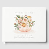 Elegant Blush Pink White Pumpkin Floral Wedding Gastenboek (Voorkant)
