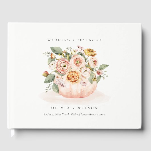 Elegant Blush Pink White Pumpkin Floral Wedding Gastenboek (Voorkant)