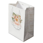 Elegant Blush Pink White Pumpkin Floral Wedding Medium Cadeauzakje (Achterkant Gekanteld)