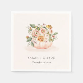 Elegant Blush Pink White Pumpkin Floral Wedding Servet