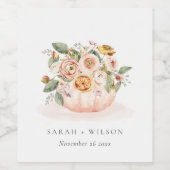 Elegant Blush Pink White Pumpkin Floral Wedding Wijn Etiket (Enkel label)