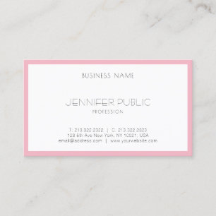 Elegant Blush Pink White Sjabloon Moderne Visitekaartje