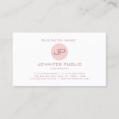 Elegant Blush Pink White Trendy Modern Monogram Visitekaartje (Achterkant)