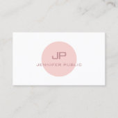 Elegant Blush Pink White Trendy Modern Monogram Visitekaartje (Voorkant)