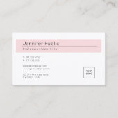 Elegant Blush Pink White Trendy Uw Logo toevoegen Visitekaartje (Voorkant)