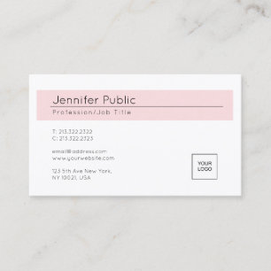 Elegant Blush Pink White Trendy Voeg je Logo toe Visitekaartje