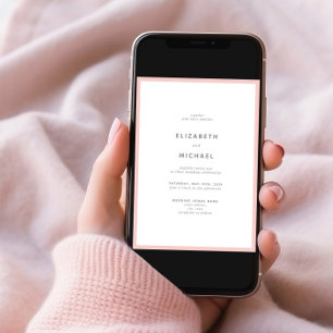 Elegant Blush Pink & White Typography Wedding Kaart