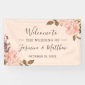 Elegant Blush Pink Wild Floral Wedding Party Spandoek (Horizontaal)