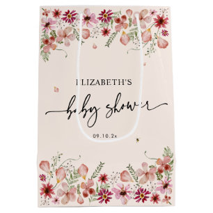 Elegant Blush Pink Wildflower Baby shower Medium Cadeauzakje