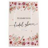 Elegant Blush Pink Wildflower Vrijgezellenfeest Fa Medium Cadeauzakje (Voorkant)