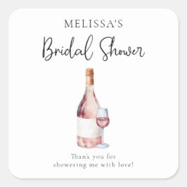 Elegant Blush Pink Wine Vrijgezellenfeest Favor Vierkante Sticker
