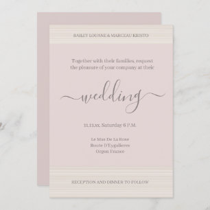 Elegant Blush Pink Wood Grain Stripes Chic Wedding Kaart