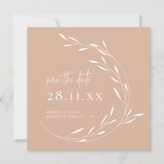 Elegant Blush Pink Wreater Square Save the Date (Voorkant)
