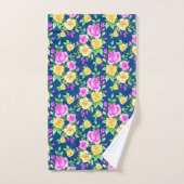 Elegant Blush Pink Yellow Rose Floral Pattern Bad Handdoek (Handdoek)