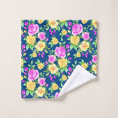 Elegant Blush Pink Yellow Rose Floral Pattern Bad Handdoek (Wasdoekje)