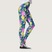 Elegant Blush Pink Yellow Rose Floral Pattern Leggings (Rechts)