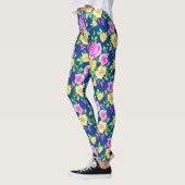 Elegant Blush Pink Yellow Rose Floral Pattern Leggings (Links)
