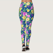 Elegant Blush Pink Yellow Rose Floral Pattern Leggings (Achterkant)