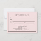 Elegant Blush Pink Zakelijk Cadeaubon Logo (Voorkant)