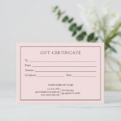 Elegant Blush Pink Zakelijk Cadeaubon Logo (Staand voorkant)