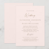 Elegant Blush Plechtige bruiloft Kaart (Voorkant / Achterkant)