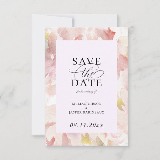 Elegant Blush Plum Floral Save the Date Aankondiging (Voorkant)