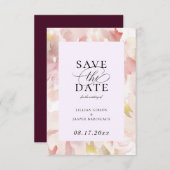 Elegant Blush Plum Floral Save the Date Aankondiging (Voorkant / Achterkant)