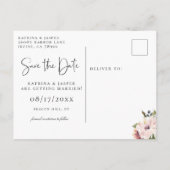 Elegant Blush Plum Floral Save the Date Aankondigingskaart (Achterkant)