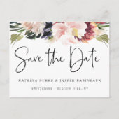 Elegant Blush Plum Floral Save the Date Aankondigingskaart (Voorkant)