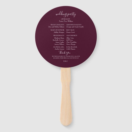 Elegant Blush Plum Floral Wedding Hand Fans Handwaaier (Achterkant)
