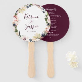 Elegant Blush Plum Floral Wedding Hand Fans Handwaaier