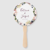 Elegant Blush Plum Floral Wedding Hand Fans Handwaaier (Voorkant)