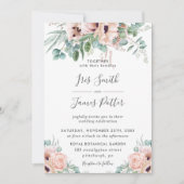 Elegant Blush Poppy Roos Bloemen Groen Bruiloft Kaart (Voorkant)