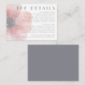 Elegant Blush Poppy Wedding Details Grey Enclosure Informatiekaartje (Voorkant / Achterkant)