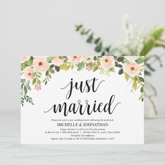 Elegant Blush Post Wedding Brunch Uitnodigingskaar Kaart (Staand voorkant)