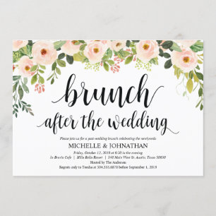Elegant Blush Post Wedding Brunch Uitnodigingskaar Kaart