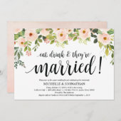 Elegant Blush Post Wedding Brunch Uitnodigingskaar Kaart (Voorkant / Achterkant)