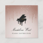 Elegant Blush Rain Piano Instructor Music Teacher Vierkante Visitekaartje (Voorkant)
