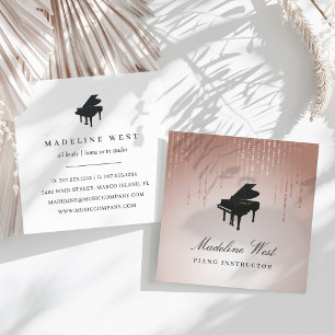 Elegant Blush Rain Piano Instructor Music Teacher Vierkante Visitekaartje