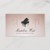 Elegant Blush Rain Piano Instructor Music Teacher Visitekaartje (Voorkant)