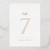 Elegant Blush Real Foil Table Number Card Folie Uitnodiging (Voorkant)