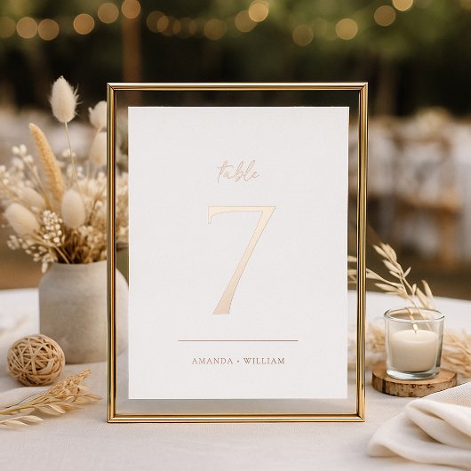 Elegant Blush Real Foil Table Number Card Folie Uitnodiging
