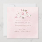 Elegant Blush Roos Bloemen Bruiloft Foto Dank u Bedankkaart (Achterkant)