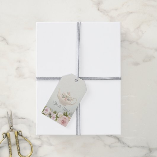  Elegant Blush Roos Bloemen Huwelijk Cadeaulabel (Met Touw)