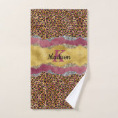 Elegant blush roos dierlijk afdruk glitterijmonogr bad handdoek (Handdoek)